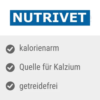 Nutrivet. Kalorienarm, Quelle für Kalzium, getreidefrei.