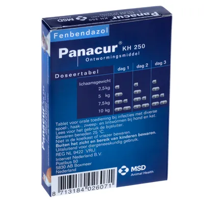 Panacur Ontwormingstabletten 250 mg voor Hond & Kat - 10 Tabletten