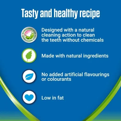 Tasty and healthy recipe: natural cleaning action for teeth without chemicals, made with natural ingredients, no added artificial flavourings or colourants, low in fat.