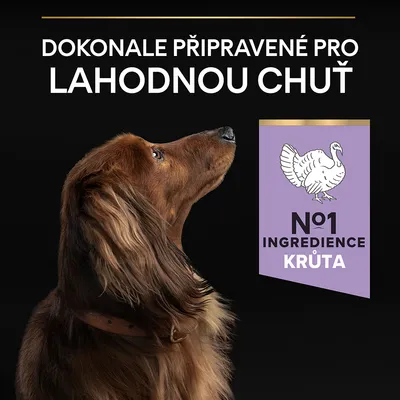 Text v češtine: Dokonale připravené pro lahodnou chuť. No1 ingredience krůta.
