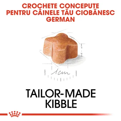 CROCHETE CONCEPUTE PENTRU CÂINELE TĂU CIOBĂNESC GERMAN. Tailor-made kibble. Crochetă de aproximativ 1 cm, formă specială pentru ciobănesc german.