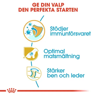Ge din valp den perfekta starten. Stödjer immunförsvaret, optimal matsmältning, stärker ben och leder.