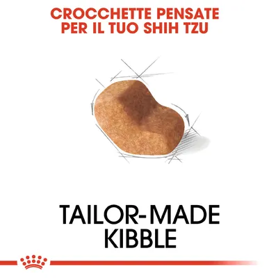 Crocchetta con testo: Crocchette pensate per il tuo Shih Tzu. Tailor-made kibble.