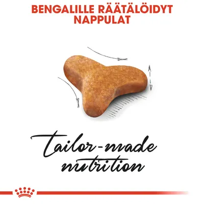 BENGALILLE RÄÄTÄLÖIDYT NAPPULAT, nappulan kuva, teksti: tailor-made nutrition