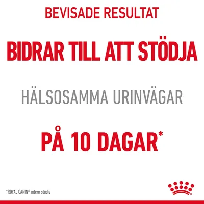 Bevisade resultat. Bidrar till att stödja hälsosamma urinvägar på 10 dagar*. *ROYAL CANIN intern studie.