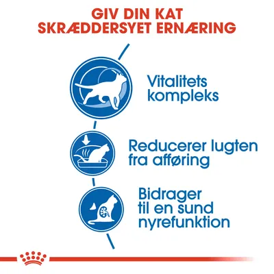 GIV DIN KAT SKRÆDDERSYET ERNÆRING. Vitalitets kompleks. Reducerer lugten fra afføring. Bidrager til en sund nyrefunktion.