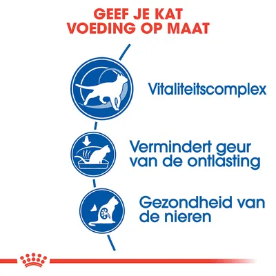 Geef je kat voeding op maat. Vitaliteitscomplex, vermindert geur van de ontlasting, gezondheid van de nieren.