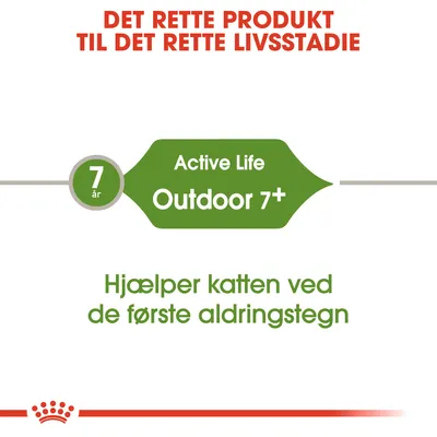 DET RETTE PRODUKT TIL DET RETTE LIVSSTADIE. 7 år Active Life Outdoor 7+. Hjælper katten ved de første aldringstegn.