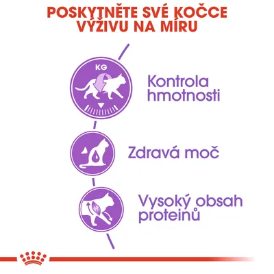 Poskytněte své kočce výživu na míru: kontrola hmotnosti, zdravá moč, vysoký obsah proteinů.