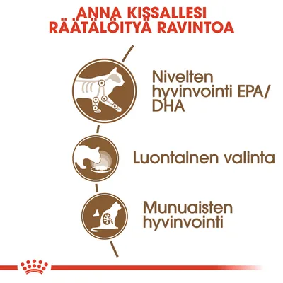 Anna kissallesi räätälöityä ravintoa. Nivelten hyvinvointi EPA/DHA, luontainen valinta, munuaisten hyvinvointi.