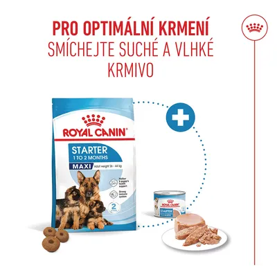 Royal Canin Starter Maxi suché a vlhké krmivo pro psy. Doporučení: kombinujte suché a vlhké krmivo pro optimální krmení. Royal Canin Starter Maxi suché a vlhké krmivo pro psy. Doporučení: kombinujte suché a vlhké krmivo pro optimální krmení.