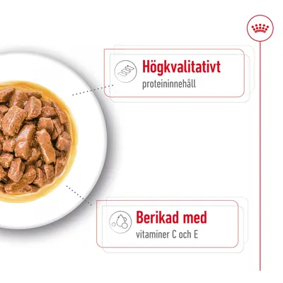 Högkvalitativt proteininnehåll. Berikad med vitaminer C och E.
