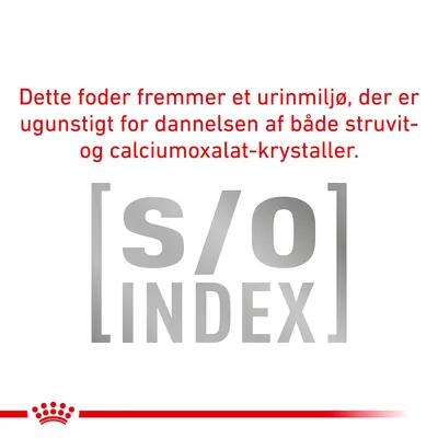 Dette foder fremmer et urinmiljø, der er ugunstigt for dannelsen af både struvit- og calciumoxalat-krystaller. [s/o] INDEX
