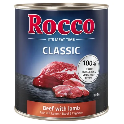 Rocco Classic puszka, wołowina z jagnięciną, 800g. 100% świeżych składników i bezzbożowa receptura.