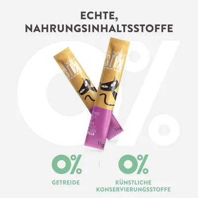Scheff Stix Creamy Snacks, echte Nahrungsinhaltsstoffe, 0% Getreide, 0% künstliche Konservierungsstoffe, Mango und Huhn, 15g.