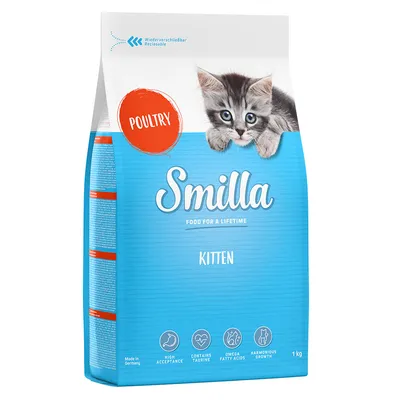 Smilla Kitten startovací balíček - 1 kg granule + 6 x 200 g kuřecí konzervy