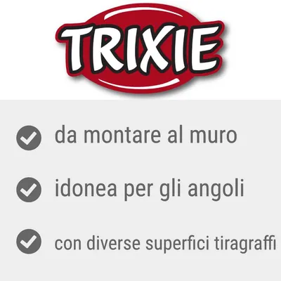TRIXIE. Da montare al muro, idonea per gli angoli, con diverse superfici tiragraffi.