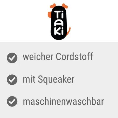 Tiaki. Weicher Cordstoff, mit Squeaker, maschinenwaschbar.
