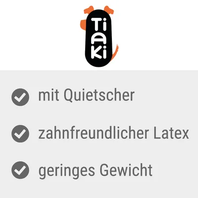 Tiaki. Mit Quietschgeräusch, zahnfreundlicher Latex, geringes Gewicht.