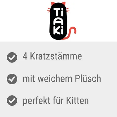 Tiaki. 4 Kratzstämme, mit weichem Plüsch, perfekt für Kitten (texte en allemand).