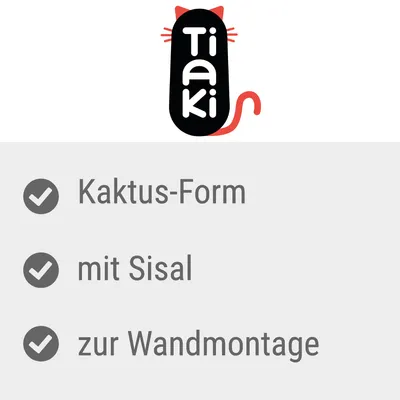 Tiaki. Kaktus-Form, mit Sisal, zur Wandmontage.