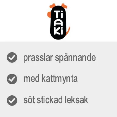 Tiaki. prasslar spännande, med kattmynta, söt stickad leksak