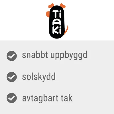 Tiaki, snabbt uppbyggd, solskydd, avtagbart tak