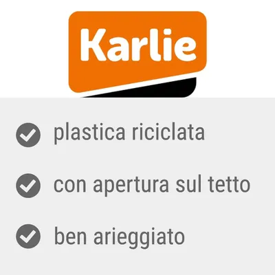 Karlie, plastica riciclata, con apertura sul tetto, ben arieggiato