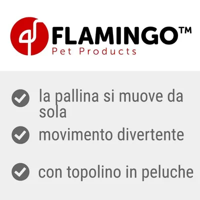 FLAMINGO Pet Products. la pallina si muove da sola, movimento divertente, con topolino in peluche.