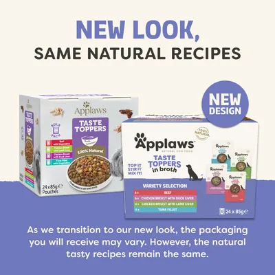 Applaws Taste Toppers in Broth Saver Pack 24 x 85g - Variety Selection Applaws Taste Toppers in Broth Saver Pack 24 x 85g - Variety Selection