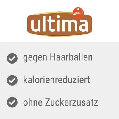 Ultima von Affinity. Eigenschaften: gegen Haarballen, kalorienreduziert, ohne Zuckerzusatz.