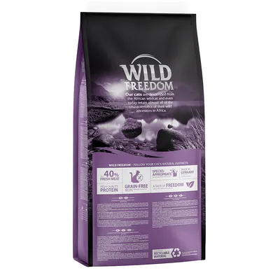Wild Freedom Katzenfutter, 40% frisches Fleisch, getreidefrei, artgerecht, hergestellt in Deutschland, recycelbares Material.
