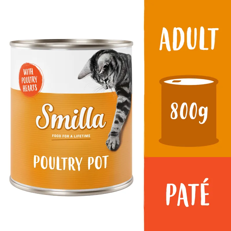 Smilla Tierna ave 24 x 800 g - Pack Ahorro - Ave con corazones de ave