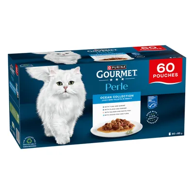 Gourmet Perle Pouches Mixed Jumbo Pack 60 x 85g - Ocean Collection in Gravy