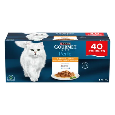 Gourmet Perle Pouches Mixed Pack 40 x 85g - Chef's Collection in Gravy