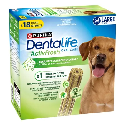 PURINA Dentalife Active Fresh Daily Dental Care Snacks for Large Breed Dogs - 18 Sticks