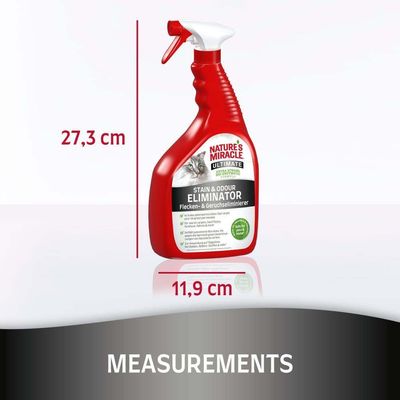 Nature's Miracle Ultimate Plet- & Lugtfjerner Sprayflaske, Mål: 27,3 cm høj, 11,9 cm bred.