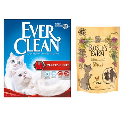 Ever Clean Super Premium Clumping Cat Litter, Multiple Cat, 10L, low dust formula. Features: odour control with activated carbon, scent activation, freshness, extra odour fighters.