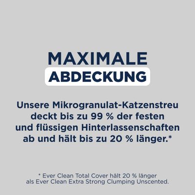 Ever Clean Super Premium Klumpstreu für Katzen, Total Cover Technologie, versiegelt bis zu 99% von festem und flüssigem Abfall, 10L, staubarme Formel, geruchlos, mit Aktivkohle.