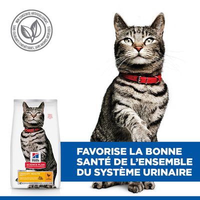 Hill's Science Plan Urinary Health nourriture pour chat. Favorise la santé du système urinaire. Sans conservateurs, colorants ou arômes artificiels.