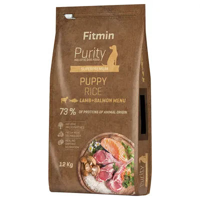 Økonomipakke: Fitmin Purity  - Rice Puppy, lam med laks, 2 x 12 kg 