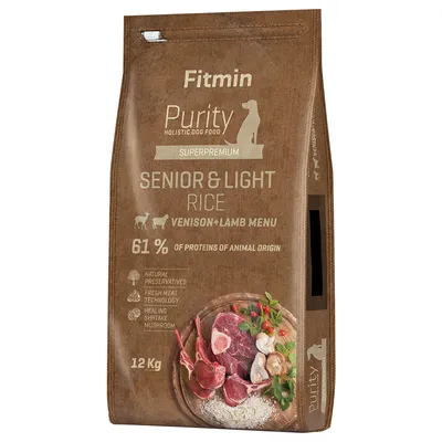 Fitmin dog Purity Senior & Light Arroz, Venado y Cordero - 12 kg