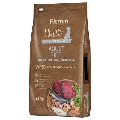 Fitmin Dog Purity Adult Rice, ryba z jeleniem 12 kg