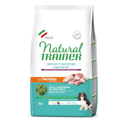 Natural Trainer Specialty Nutrition Light in Fat s moriakom, vhodné pre sterilizované psy. Bez farbív, konzervantov a pridaného cukru. Balenie: 2 kg.