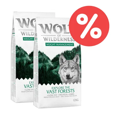 Wolf of Wilderness Weight Management Trockenfutter, 12 kg, mit frischem Hühnerfleisch, fettarm, proteinreich, getreidefrei. Angebotssymbol sichtbar. Wolf of Wilderness Weight Management Trockenfutter, 12 kg, mit frischem Hühnerfleisch, fettarm, proteinreich, getreidefrei. Angebotssymbol sichtbar.