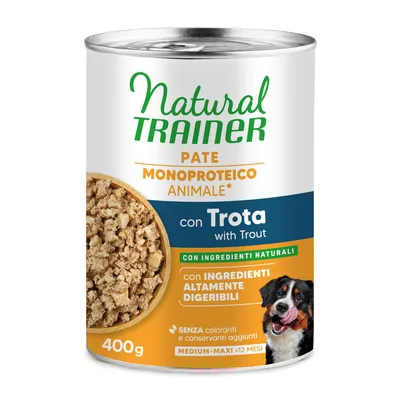 9 + 3 в подарок Natural Trainer влажный корм для собак, 12 x 415 г / 12 x 400 г  - Sensitive No Gluten Adult форель и цельнозерновые хлопья, 12 x 400 г
