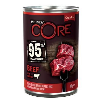 Wellness Core Adult 95% Single Protein Beef & Broccoli Wet Dog Food 6 x 400g