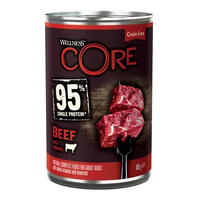 Wellness Core Adult 95% Single Protein Beef & Broccoli Wet Dog Food - 6 x 400g Wellness Core Adult 95% Single Protein Beef & Broccoli Wet Dog Food - 6 x 400g