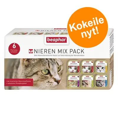 beaphar Nieren Mix Pack, 6 annosta. Kokeile nyt! Dieettikissanruoka munuaisten tukemiseen. Teksti: krooninen munuaisten vajaatoiminta, vähennetty fosforipitoisuus.