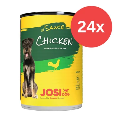 JosiDog In Sauce Chicken, Huhn, Poulet, Kurczak. 24x Dosen für erwachsene Hunde. Klimaneutrale Produktion. Powered by Josera Germany.